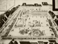 242. Sachs von Harteneck szsz grf kivgzse Nagyszeben piactern, 1703. december 5. Eltrben a Roland-oszlop