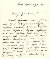 746. Tisza Istvn grf levele Mihuhoz 1910-bl