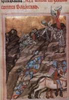 4. Miniature de la Chronique Enlumine reprsentant la bataille de Posant (9-12 novembre 1330), autour de 1358 (Grossissement 4 env.)
