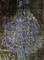 14. Milieu de la nappe de Susanne Lorntffy avec les armoiries de la Transylvanie et de la famille Lorntffy, second quart du XVII