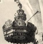 2. Szszk-korona, faragott, festett (Vizsoly, Borsod-Abaj-Zempln m., ref. templom, 1791)
