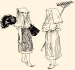„Parasztasszonyok Veszprm vidkrl” sajtosan hajtogatott fejkendvel, a pacsval, 1816-bl (Bikessy Heinbucher metszete nyomn)