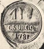 Falupecsét ekevasábrázolással (Csurgó, 1781)