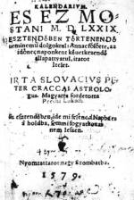 A Nagyszombati Kalendrium cmlapja 1579-bl
