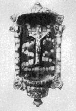Szenteltvíztartó, zöld ólommázas cserép (Dunántúl, 19. sz. eleje) Bp. Néprajzi Múzeum
