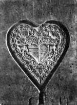 Mzeskalcstfa. Vsett mintja szerelmi szimblumokat mutat. A szvbl virgbokor gazik ki, aljn lakat lg (Selmecbnya, v. Hont m., 1684) Bp. Nprajzi Mzeum