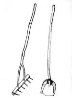 Ganéteregető gereblye és trágyázáshoz is használt lapát (Átány, Heves m., általános forma)