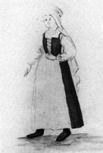283. Alvinci (Alsó-Fehér megye) anabaptista nő, 17. század vége (Marsigli-féle akvarell sorozat, MTA Kézirattár, Budapest)