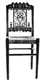 251. Szék, hasított vesszőből kötött üléssel. Tótkomlós (Békés megye), 1821 (Néprajzi Múzeum, Budapest, ltsz. 70.87.4)