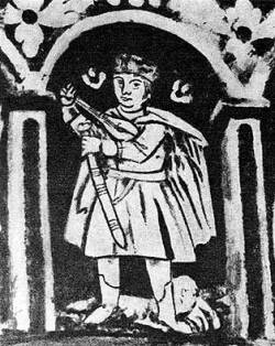 The picture of a Hungarian lutenist (as represented on the sgraffito of the Frics Castle around 1630)