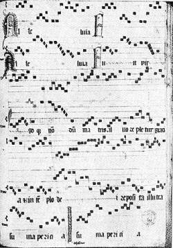 Movement for two voices from a fifteenth-century manuscript. (No. 107) of the University Library in Budapest