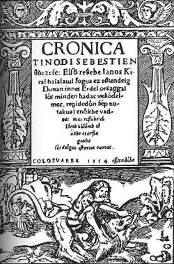 The front-page of Tindi’s ”Cronica” (Kolozsvr, 1554)