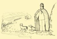 Fig. 169. A shepherd holding his staff wearing a 