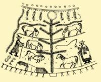 Fig. 231. The decoration on a horn saltcellar with the Tree of Life and herdsmen’s scenes.