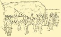 Abb. 121. Einfangen ungarischer Rinder aus der stndig auf der Weide gehaltenen Herde mit der Fangleine.