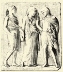 606. Hermes, Eurydice és Orpheus (relief, Nápoly, Nemzeti Múzeum).