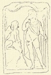 748. Oedipus a Sphinx eltt, relief (M. N. Mzeum, Budapest).