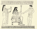 828. Theseus Posidon és Amphitrite előtt (vázakép).