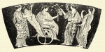 876. Triptolemus elindulása Eleusisból. Piros alakos okujoV festésének egy részlete (London. Brit. Museum).