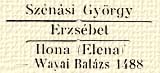 Sznsi Gyrgy, Erzsbet, Ilona (Elena) – Wayai Balzs 1488