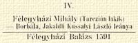 IV. Flegyhzi Mihly (Tarczin lakik) – Borbla, Jakabffi Kussalyi Lszl lenya; Flegyhzi Balzs 1591