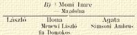 B) † Moni Imre – Magdolna, Lszl, Ilona – Menewi Lszl, fia Domokos, Agata – Smsoni Ambrus