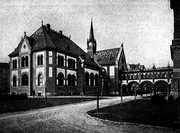 A könyvtárépület az irodahelyiségek felől 1909-ben